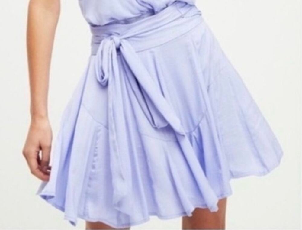 Free People Zuri Satin Wrap Mini Skirt Purple XS